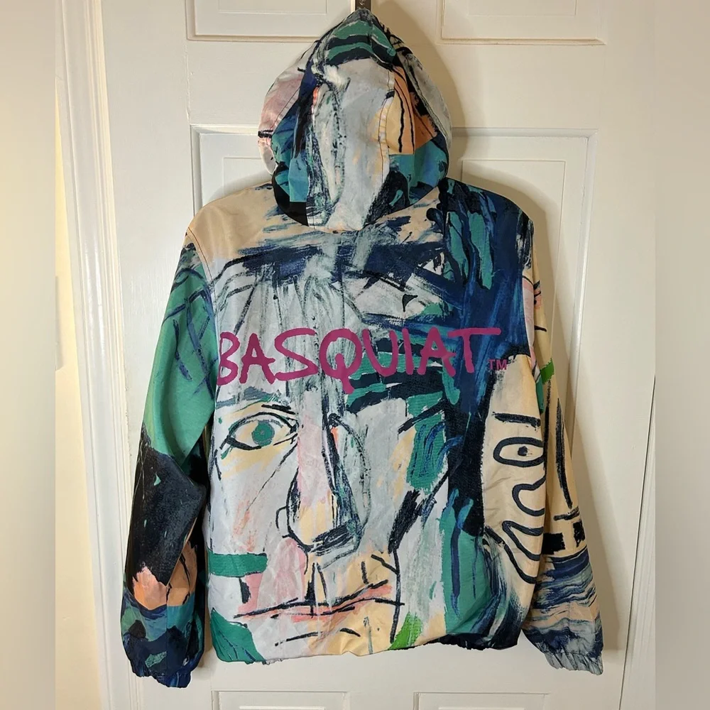 MEMBERS ONLY JEAN MICHEL BASQUIAT HOODED WINDBREAKER SIZE SMALL - Picture 11 of 12